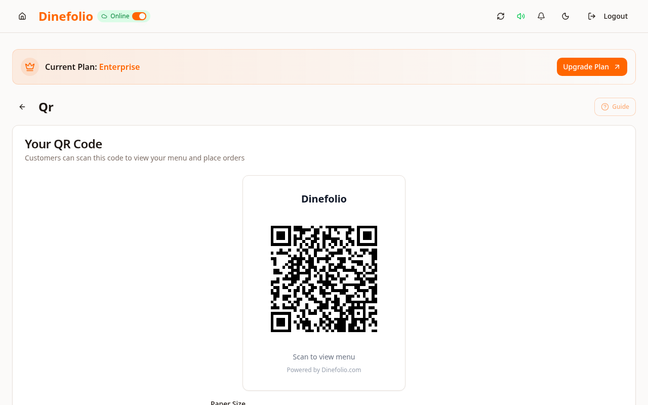 Table QR codes